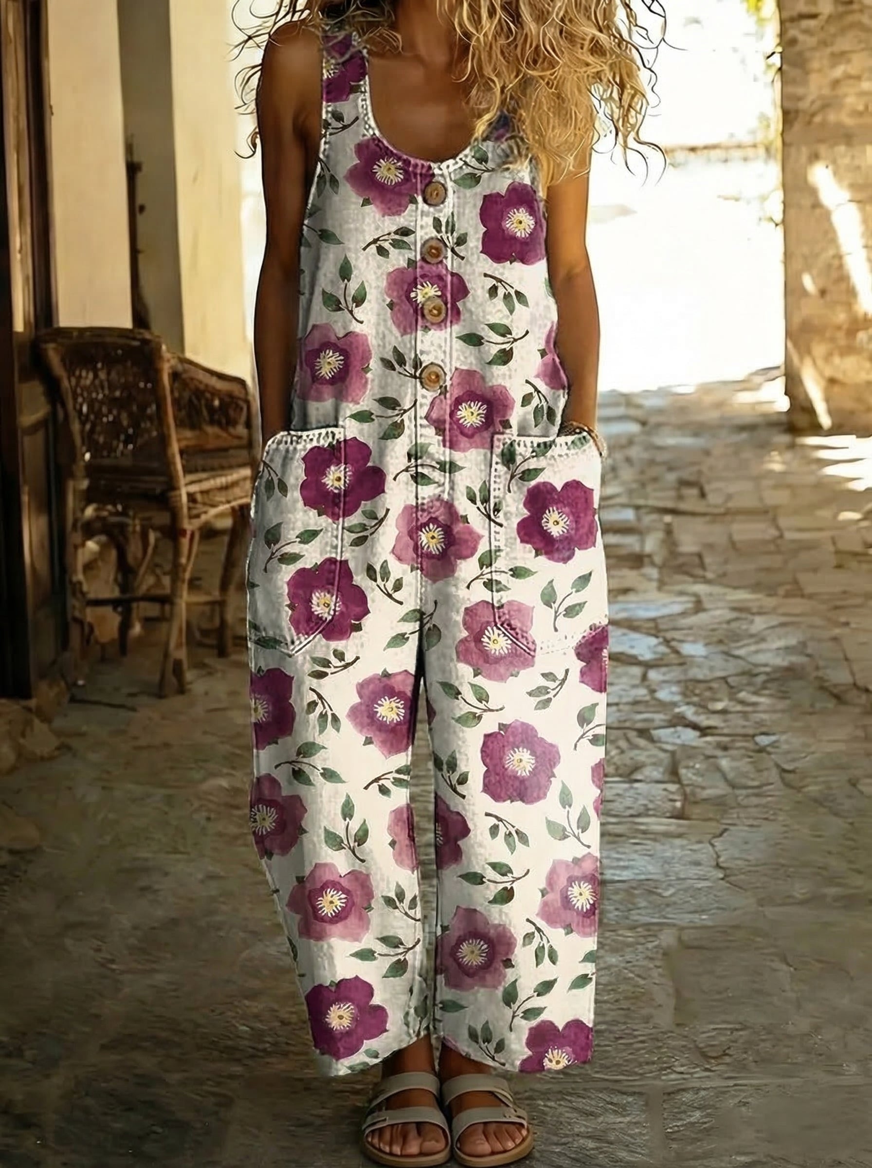 Blanc Floral Mauve / S